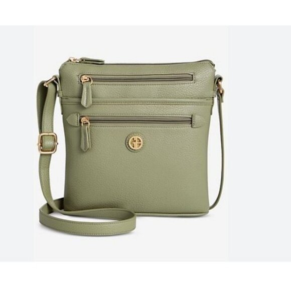 GIANI BERNINI North South pebbled women's small crossbody bag - Moss Green - Picture 1 of 7